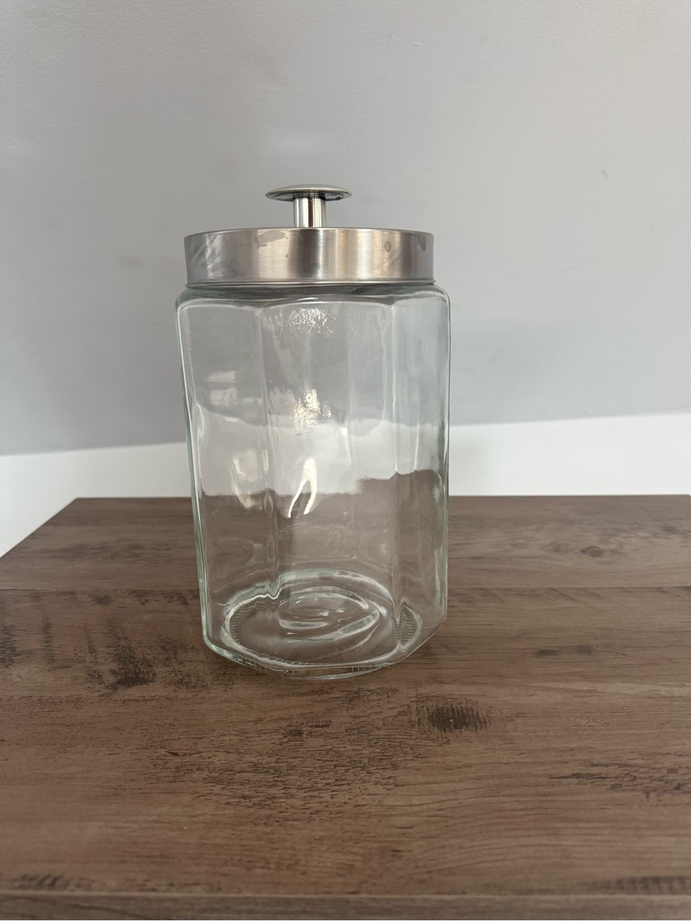 Clear Glass Kitchen Canister with Silver Lid